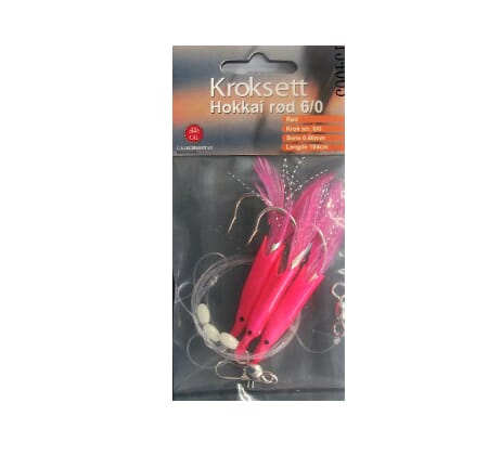 Kroksett hokkai rød 6/0 hokkai tempt blekksprut