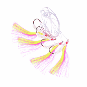 Kroksett torskeflue gul/rød