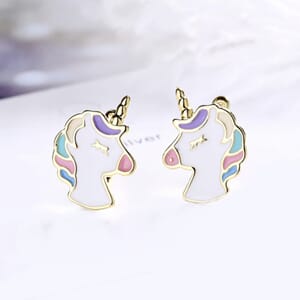 Øredobb 925 sølv unicorn forgylt