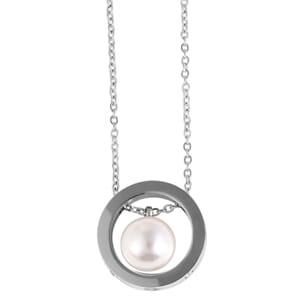 Kort smykke sirkel med perle rustfritt stål gavetilhenne