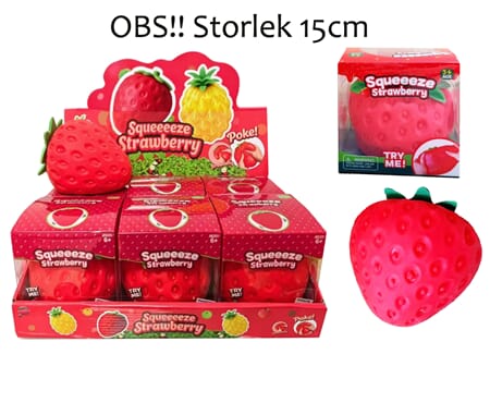 Leke mega jordbær Squishy 15cm