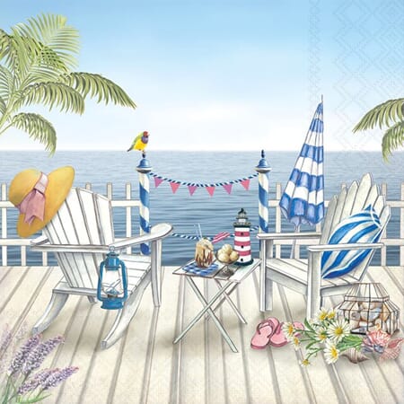 Serviett lunsj med sjøutsikt