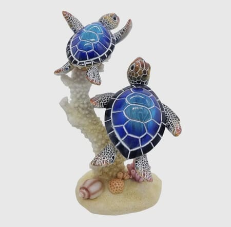 Figur skilpade 2stk på koral 19cm