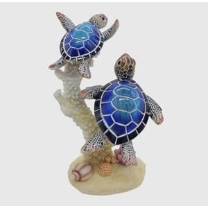 Figur skilpade 2stk på koral 19cm