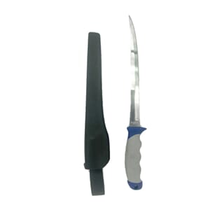 Kniv filetkniv blå/grå med sort slire