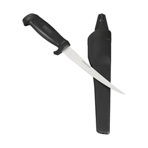 Kniv filetkniv med slire i eske sort inkl sharpner