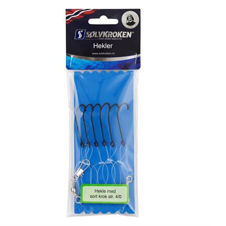 Hekle med sorte krok 6stk makrell