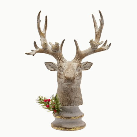 Figur hjortehode med fugler
