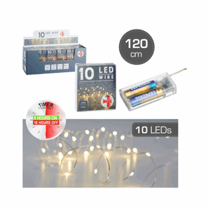 Lyslenke 120cm sølvtråd timer