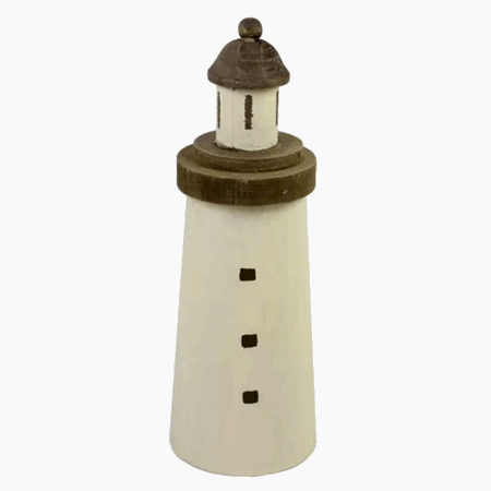 Fyrtårn 30cm hvit/brun