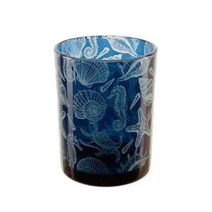 Telysglass stor maritim blå