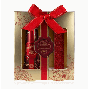 Gavesett Håndkrem & fil luxus sett gull/rød