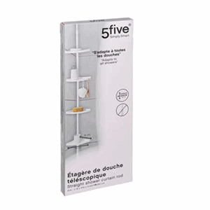 Dusjstang teleskop med 4 hyller