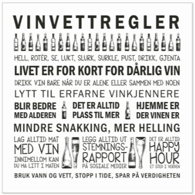 Serviett Vinvettregler 33x33cm 20pk