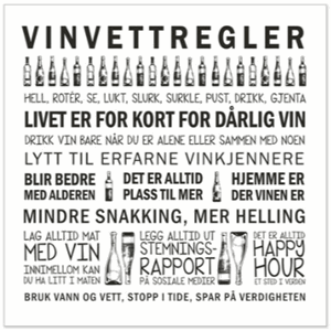 Serviett Vinvettregler 33x33cm 20pk