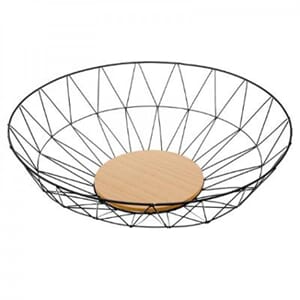 Fruktkurv stort sort smijern metall 40x10,5cm fruktskål