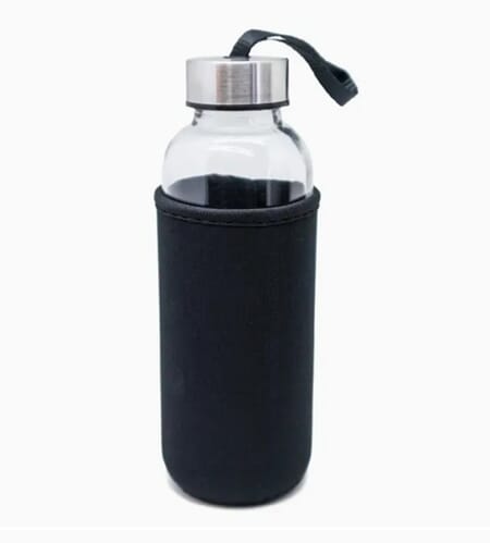 Drikkeflaske glass 400ml med neoprene omslag