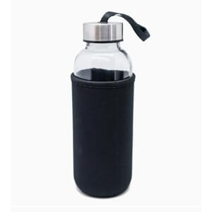 Drikkeflaske glass 400ml med neoprene omslag