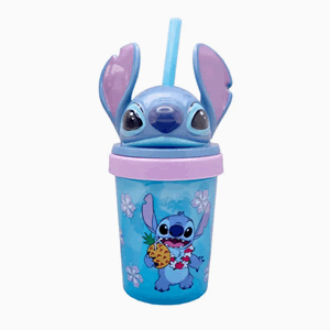 Drikkeflaske stitch blå med figur hode