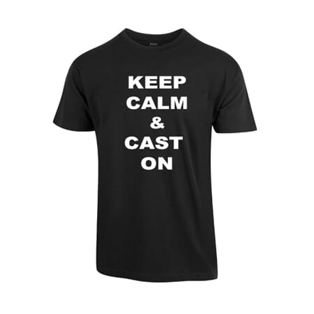 T-skjorte keep calm & cast on sort unisex