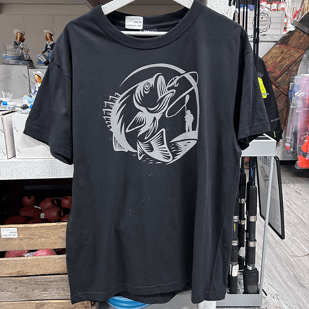 T-skjorte silver fishing L sort unisex