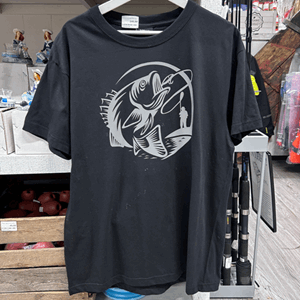 T-skjorte silver fishing L sort unisex