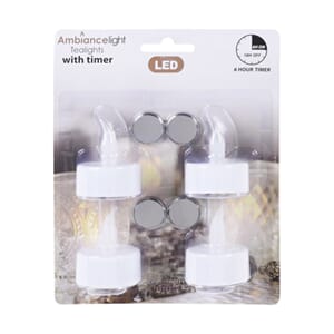 Telys led 4pk timer 6h inkl batterier