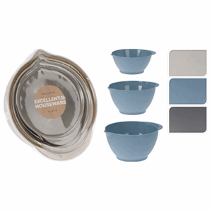 Røreskål plast 3stk rørebollesett farger