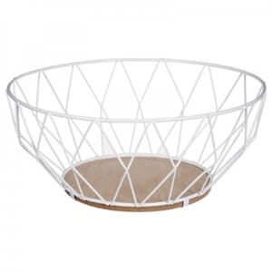 Fruktkurv i hvit smijern metall 28x11cm fruktskål