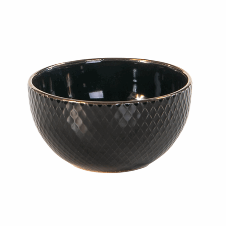 Skål sort med gullkant 14cm