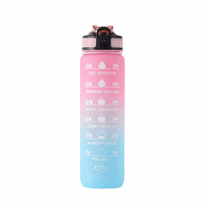 Flaske drikkeflaske med motivasjon rosa/blå