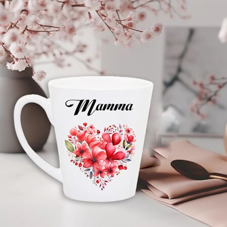 Kopp mamma latte hjerte blomst