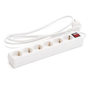 Skjøteledning 1,5m forgrener 6-Veis med jord kabel