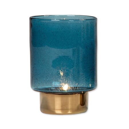 Lysglass 18cm blå/gull