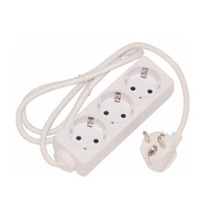 Skjøteledning 1m forgrener 3-Veis med jord kabel