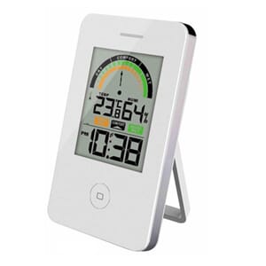 Termometer med hygrometer og klokke