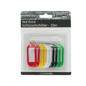 Nøkkelmerke plast ass farge med navneplate 10stk