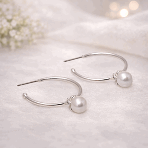 Øredobb ringring perle sølv