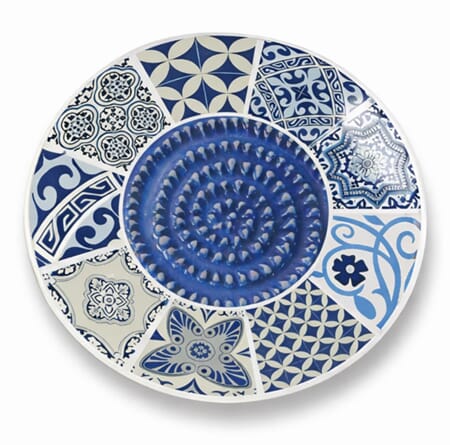 Fat for rasp av løk mm. mosaikk blå mønstret 10cm