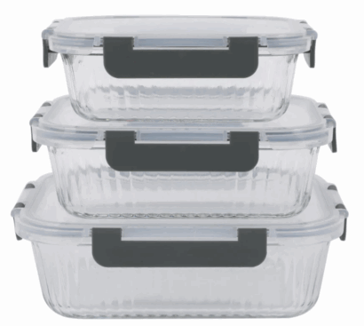 Glass boks 3pk med lokk for mat