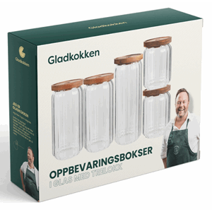 Oppbev. bokser glass 5stk gladkokken