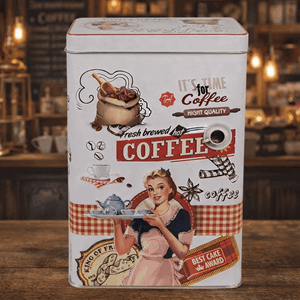 Kaffeboks i metall vintage 8x12x19cm