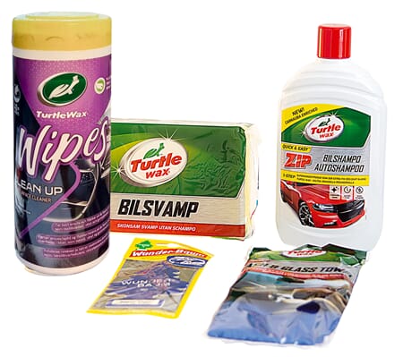 Rengjøringspakke til bil m.bøtte