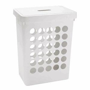Kurv skittentøyskurv hvit rekt. lokk kleskurv MÅ hentes!