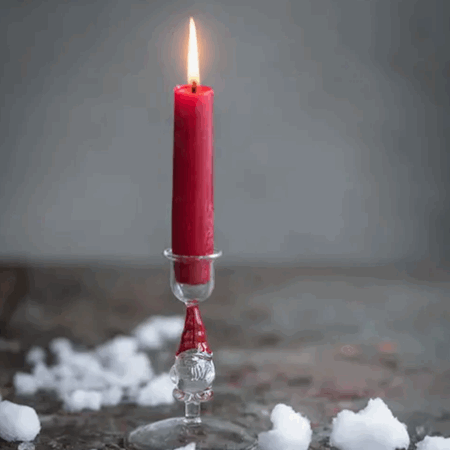 Lysestake i glass nisse