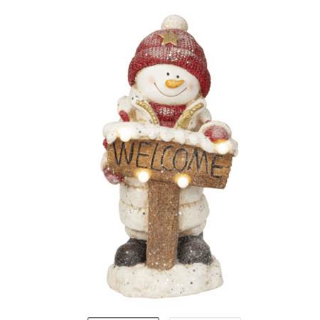 Figur snømann med skilt velkommen 46cm