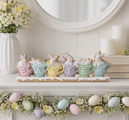 Skilt easter fargerike kaniner