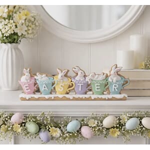 Skilt easter fargerike kaniner