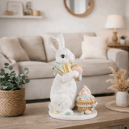 Figur hvit 25cm holder makroner