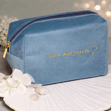 Toalettmappe blå hjerter
